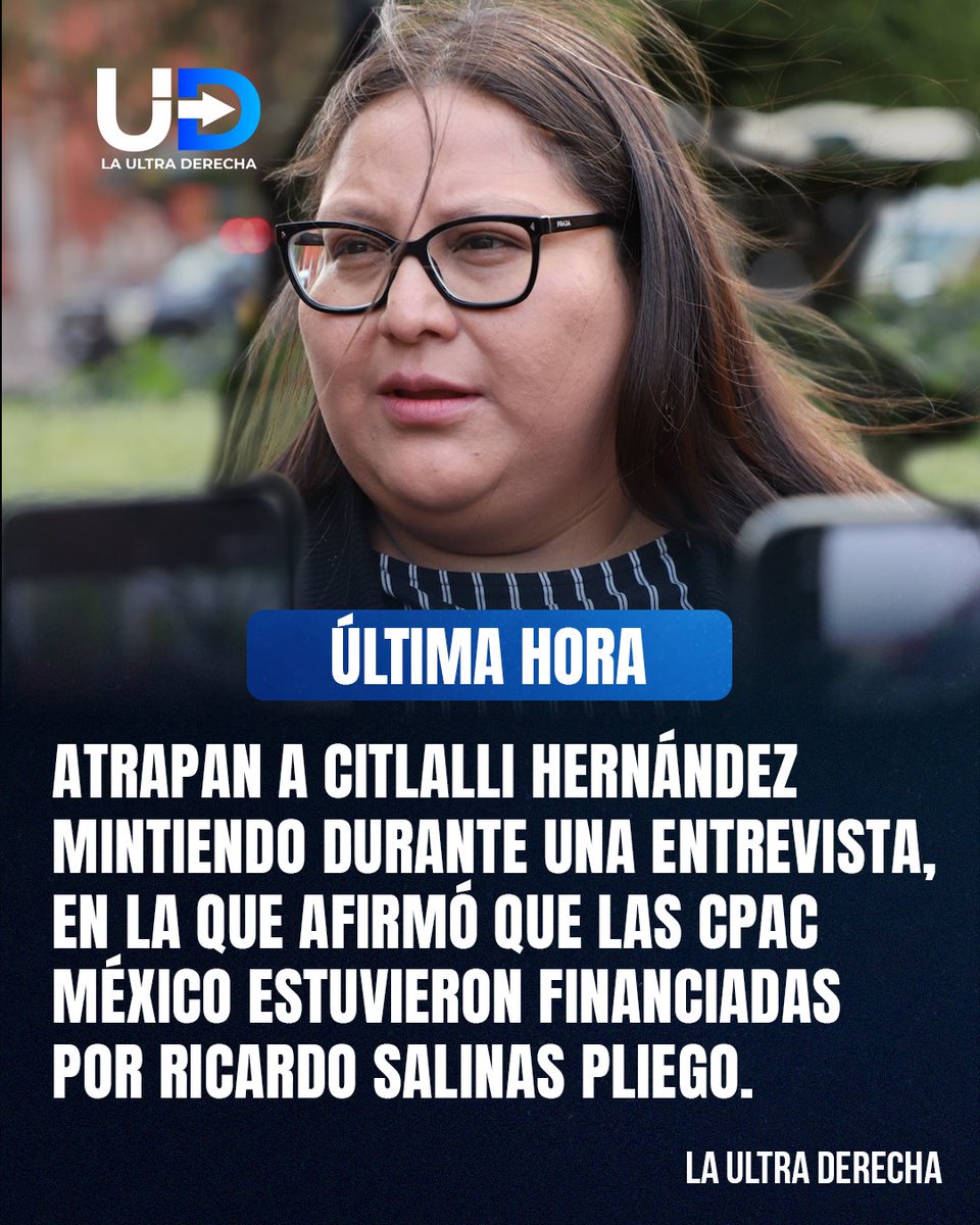 🇲🇽|🔥¡FAKE! Atrapan a la secretaria de las Mujeres del régimen de la transformación de cuarta, <a href="/CitlaHM/">Citlalli Hernández Mora</a>, en una mentira durante una entrevista, en la que afirmó que el empresario liberal <a href="/RicardoBSalinas/">Don Ricardo Salinas Pliego</a> financió las Conferencias de Acción Política Conservadora en México durante