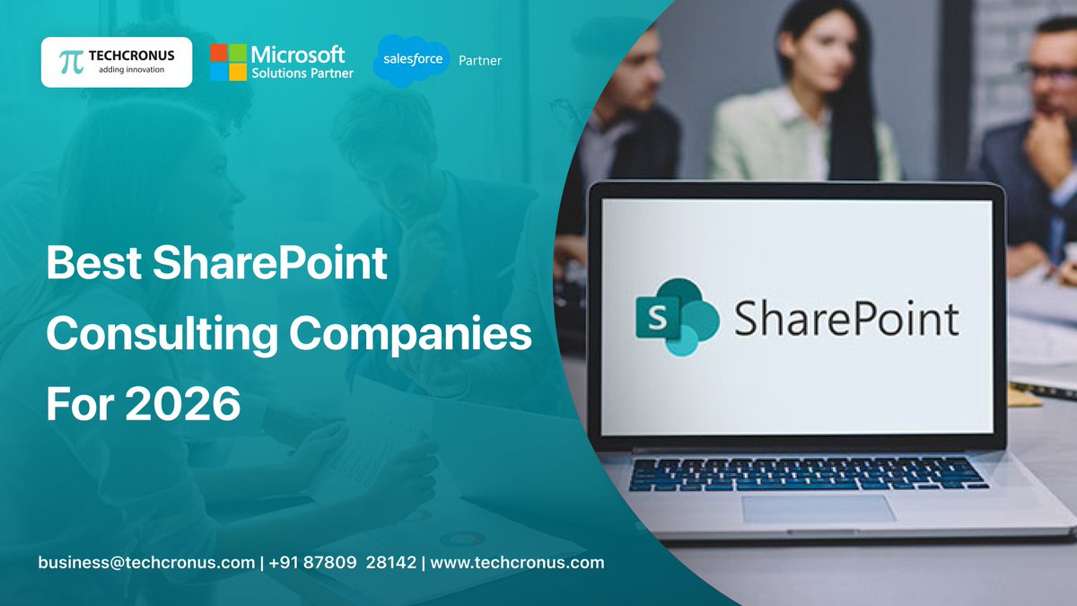 SharePoint is powering modern digital workplaces in 2026.

Explore the Top SharePoint Consulting Companies for migration &amp; implementation: techcronus.com/.../top-9-shar…

Build it right with Techcronus: techcronus.com/contact-us

#SharePoint #Microsoft365 #Techcronus