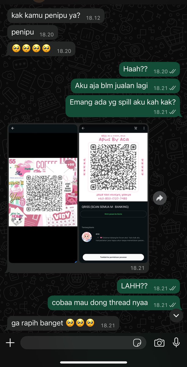 aku gak pernah nipu yaah. Sekali lagi kalau ada yang atas namain aku pake qriss aku testi (mereka colong) aku. ITU BUKAN AKU. 

aku buka jasa pemulihan only instagram dan facebook, itu TAHUN 2024 dan GAK LANJUT SAMPE SEKARANG.  Dulu aku berhasil gatau sekarang gimana. 

#zonauang