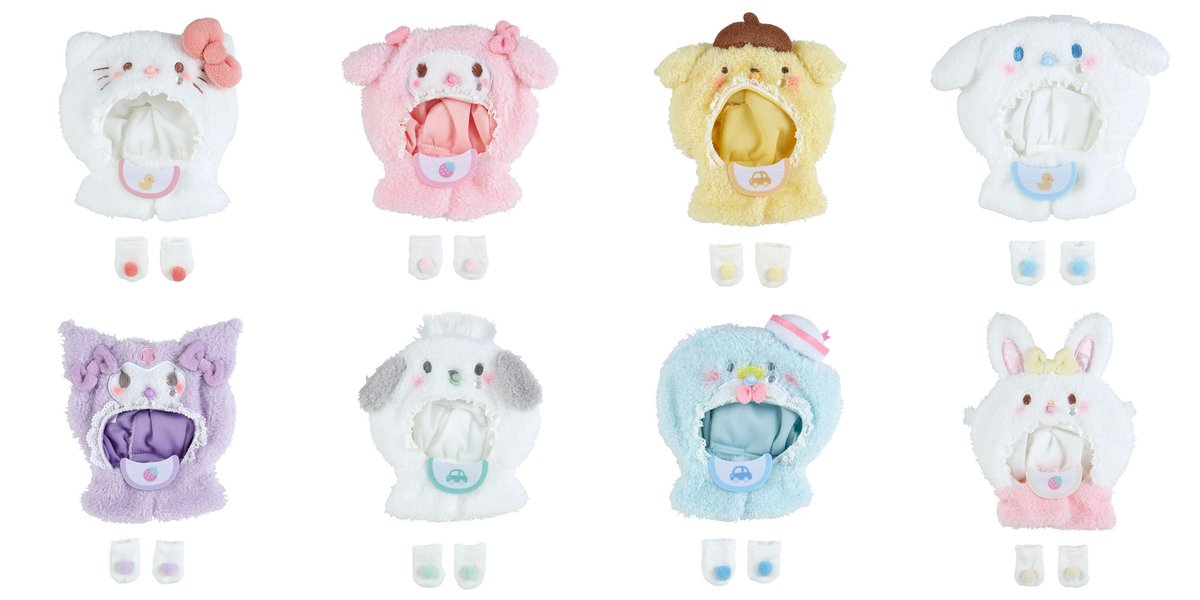 『サンリオ ぬいぐるみコスチューム（エンジョイアイドル ベビー）』

お気に入りのぬいぐるみやマスコットに着せて楽しめます！
セットのくつしたを履かせるとベビー感UP✨
うしろに面ファスナー付きでサイズ調節可能です◎
goodslog.info/35281/