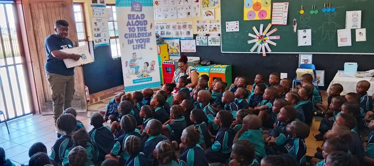 nalibaliSA's tweet photo. We celebrated #WorldReadAloudDay at Dan Tloome Primary School in Ikageng Extension, joined by the wonderful team from Ipeleng Community Library.

We kicked off at the assembly point before moving into classrooms, demonstrating the power and importance of reading aloud to inspire a love of stories.

#WorldReadAloudMonth #WorldReadAloudDay #NalibaliAndSledWRAD2026