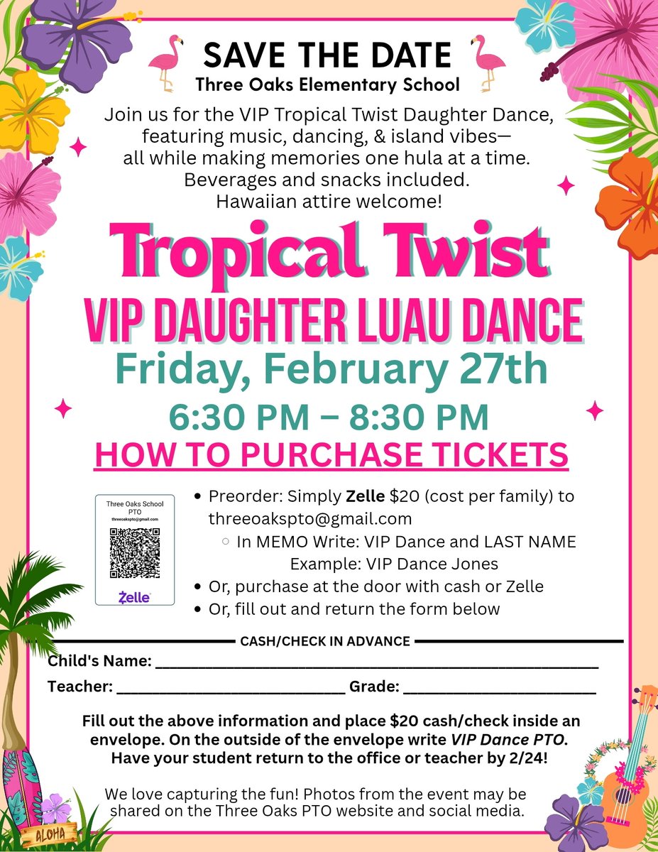 🎟️🌺¡Los boletos para el Baile Luau ya están a la venta! 🎟️

🎟️🌺 Luau Dance Tickets Are On Sale! 🎟️🌺

🌺📅 Dance Date: February 27
⏰ Presale ends: February 24
📅 Fecha del baile: 27 de febrero
⏰ La preventa termina: 24 de febrero