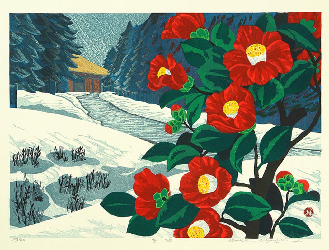 "Camellia in Winter" by Hayashi Waichi