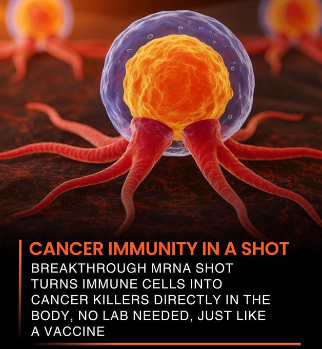 Cancer immunity in a shot.

Scientists at the University of Florida have created a breakthrough mRNA cancer vaccine that erased deadly brain tumors in early human trials without chemo or radiation. 

Tested on four glioblastoma patients, the vaccine reprogrammed their immune