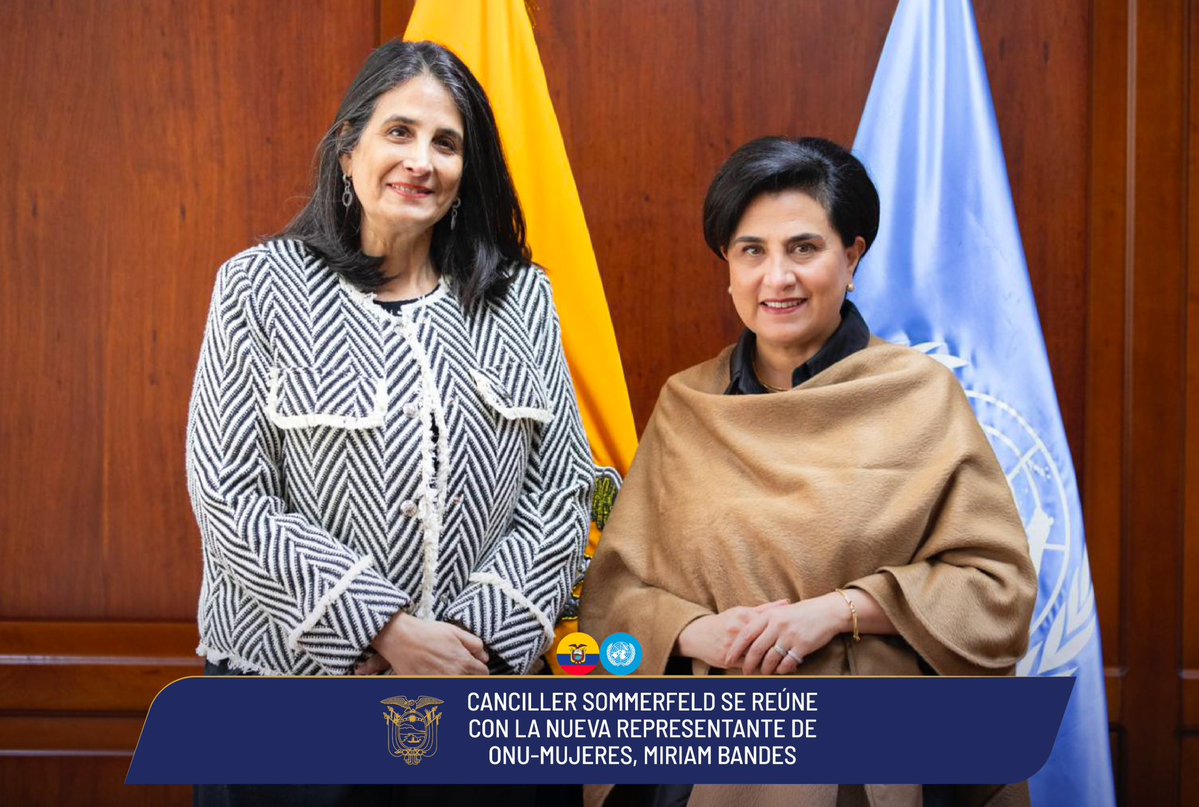 🇪🇨🇺🇳
La canciller <a href="/gabisommerfeld/">Gabriela Sommerfeld</a> recibió a la nueva Representante de <a href="/onumujeresEcu/">ONU Mujeres Ecuador</a> en el Ecuador, Miriam Bandes @bandesmiriam.