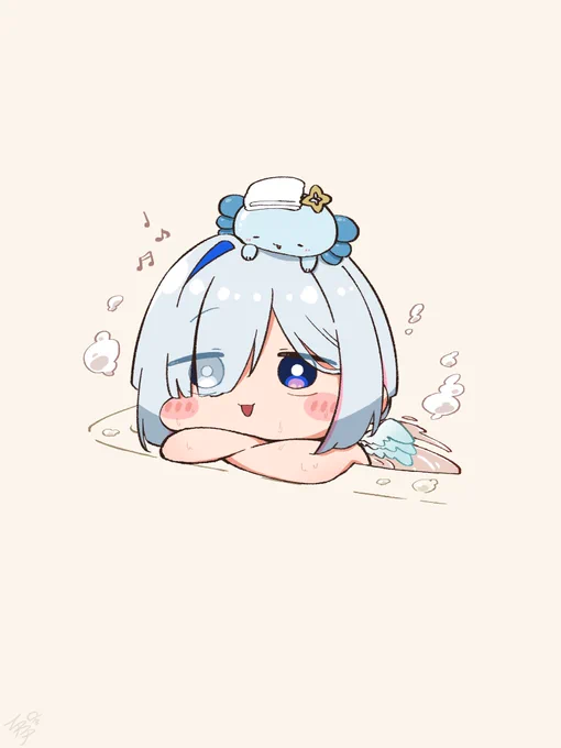 #私はこういう絵を描いています もちもちのデフォルメイラストを描いてます、もちもちしてます