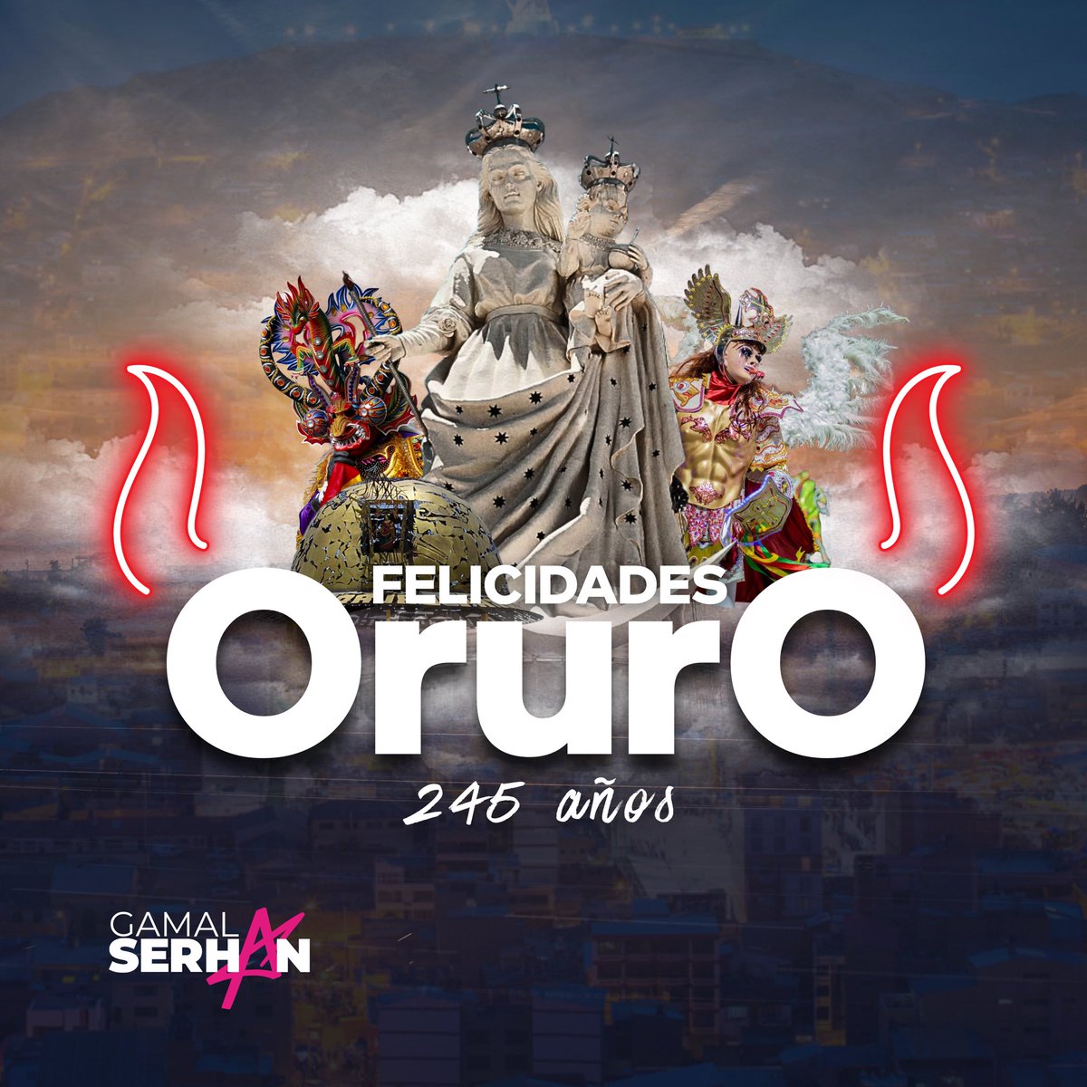 Hoy quiero enviar un saludo especial a todo el pueblo orureño, tierra de amor y de carnaval...

Oruro es ejemplo de tradición, de unidad y de esperanza.

¡Un abrazo fraterno para esta hermosa tierra! ❤️

#AniversarioOruro #CarnavalBoliviano #TierraDeUnidad #GamalSerhan