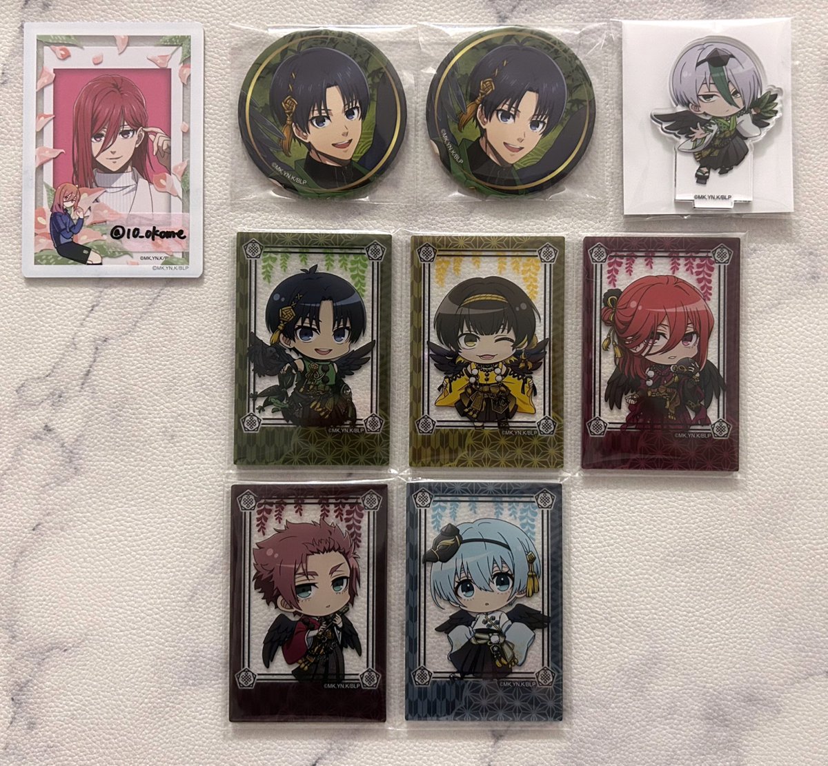 10_okome's tweet image. 【交換/譲渡】ブルーロック スマイルベースカフェ

譲 ) 潔 乙夜 蜂楽 千切 冴 氷織 烏 士道

求 ) 缶バッジ：凪or定価
　　アクリルスタンド：千切or定価
　　アクリルカード：SD凪or定価
　　コースター：300円
　　ステッカー：等身千切 凪 玲王or200円

後日アクスタ潔1点追加予定です。

→