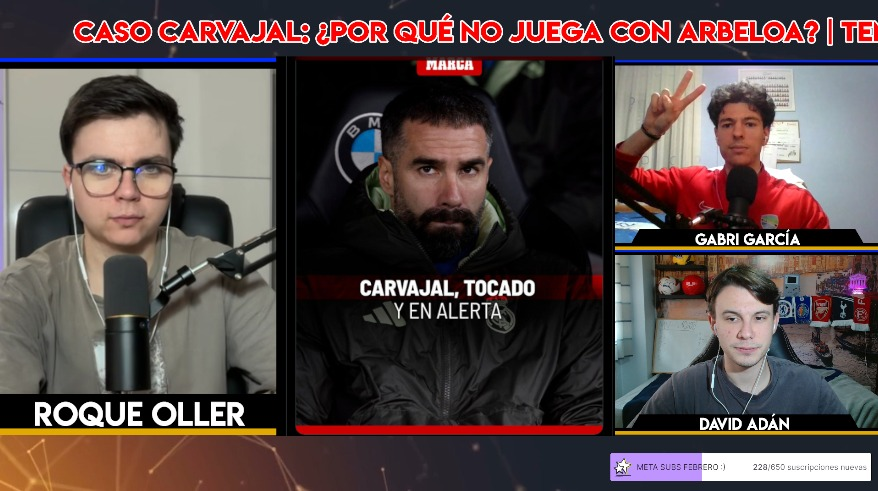 ⚔️ ¡EMPEZAMOOOOS!

😡 Enfado de CARVAJAL con ¿Arbeloa?
⚪️ Tchouaméni opina del estado físico de la plantilla
🔴🔵 El futuro del DC en el Barça + comparativa de goles vs grandes clubes
⚪️🔴Tema Julián: situación y futuro

💜 twitch.tv/agorafutbol