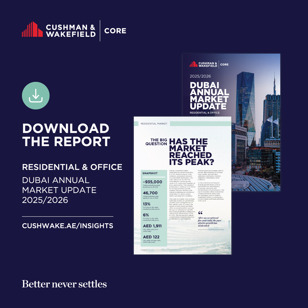 Dubai’s residential market is becoming more selective. Prices rose 13% and rents 6% in 2025, but growth is normalising as supply increases. Villas and established communities remain resilient, supported by strong population growth.

Download the report: ow.ly/s24l50Ycc3v