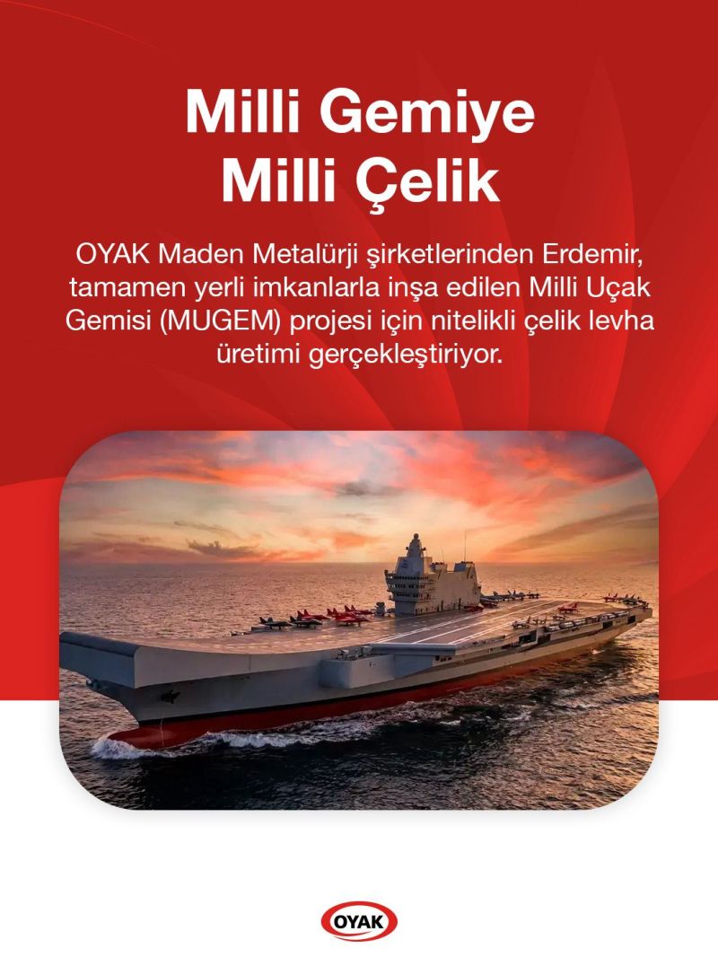 Millî Uçak Gemisi MUGEM'in çeliğini Erdemir üretecek. 

Türk Donanması envanterindeki en büyük gemi olması planlanan Millî Uçak Gemisi’nin (MUGEM) çeliğini OYAK şirketi Erdemir üretecek.

Uçak gemisinin inşasında kullanılacak 40 bin ton gemi sacı, Erdemir’in ileri teknoloji ve