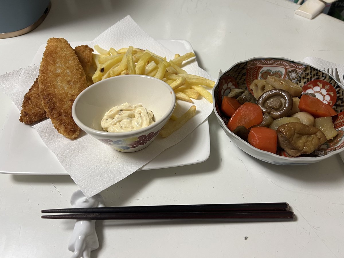 さてフィッシュ&amp;チップスみたいのでも作るか
作った