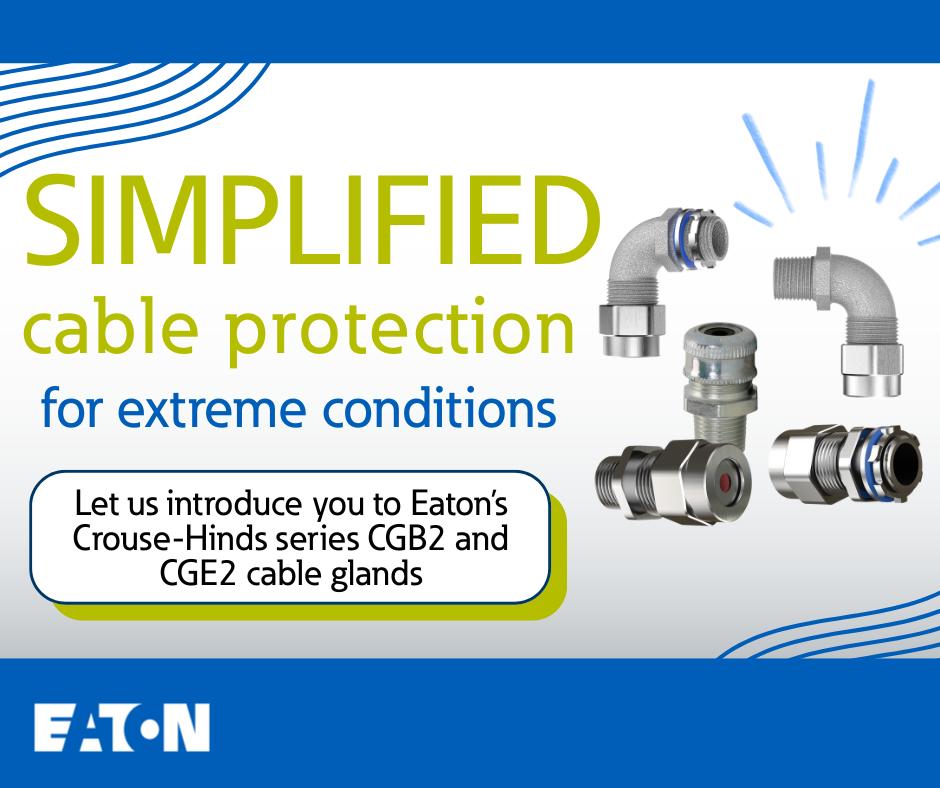 RiffleAssoc's tweet photo. Eaton's new CGB2 and CGE2 series are engineered for extended temperature ranges and provide versatile cable protection for industrial, commercial, and data center environments. Fewer SKUs and smart options simplify inventory while boosting performance: https://t.co/H0zJiWo0Cp https://t.co/7ce0gBC7o2