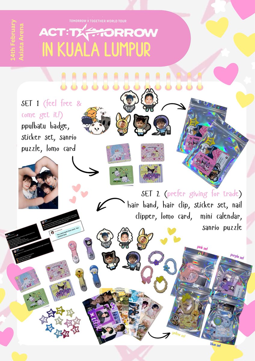 choinica's tweet photo. #TXTinKL freebies by @choinica @bmgyubb @sookibeom @beomgyupogi ♡

🗓 14th Feb 2026 , time TBA
📍 Axiata Arena, location TBA

𖤐 limited quantity, fcfs
𖤐 open for trade, dm
𖤐 can choose colors u like if still available

come claims these cuties and pls dont throw it away! https://t.co/b0ahNZWIjc
