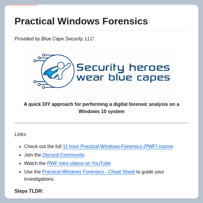 tom_doerr's tweet photo. Training for digital forensic analysis on Windows systems

https://t.co/aUWjKovn9j https://t.co/okQxpV5807