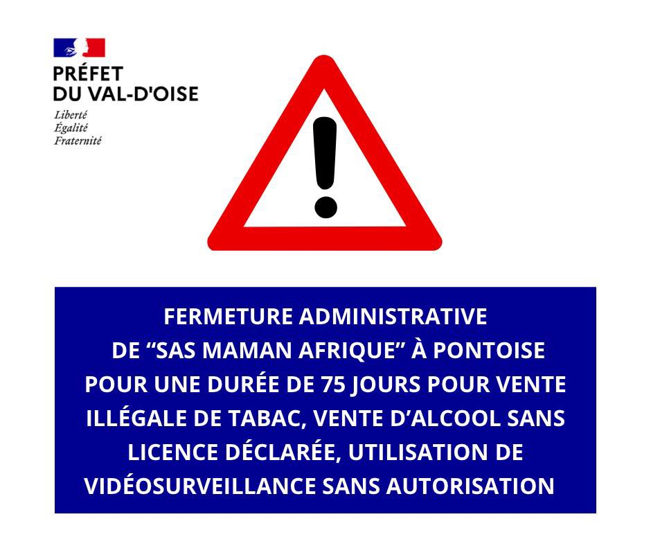 Image de Préfet du Val-d'Oise - 🔴 #Fraude | Fermeture administrative décidée par Préfet du Val-d'Oise de l’établissement « Sas Mama