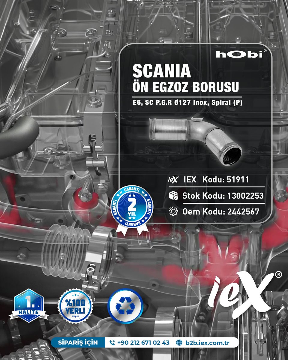 📌 SCANIA ÖN EGZOZ BORUSU
📦 IEX Kodu: 51911
🚛 Stok Kodu: 13002253
🔧 OEM Kodu: 2442567

Scania Euro 6 (E6) motorlu P, G ve R serisi ağır vasıta araçlar için üretilen ön egzoz borusu

📞: 0212 671 02 43
🌐: b2b.iex.com.tr/boru-egzoz-on-…

#scania #egzozborusu #euro6 #istanbulegzoz