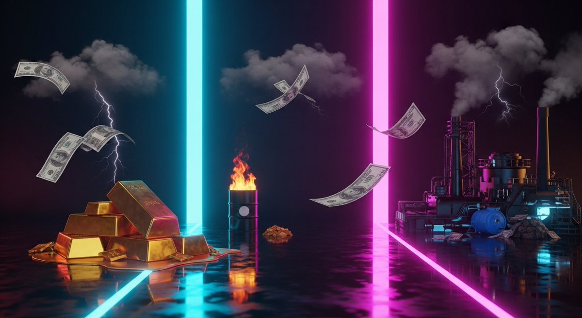 block3333kr's tweet image. 금/원자재의 흐름을 보면 답이 보인다.
    인류의 경제사는 곧 자원 쟁탈의 역사다.
    그 흐름의 중심에는 항상 금이 있었다.

    1944년 브레튼우즈 체제가 출범한다.
    달러를 금에 묶어 세계 경제의 질서를 잡는다.
    이때 금은 화폐 그 자체였다.

    1971년 닉슨 쇼크가 모든 것을…