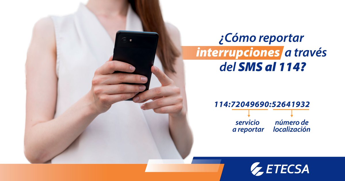 Recordamos la modalidad  disponible para reportar interrupciones del servicio telefónico.
 Puedes hacerlo enviando un simple SMS al #114 (libre de costo)
114:72049690:52641932
¡Comparte esta información para ayudar a más personas! 
#EtecsaConCuba