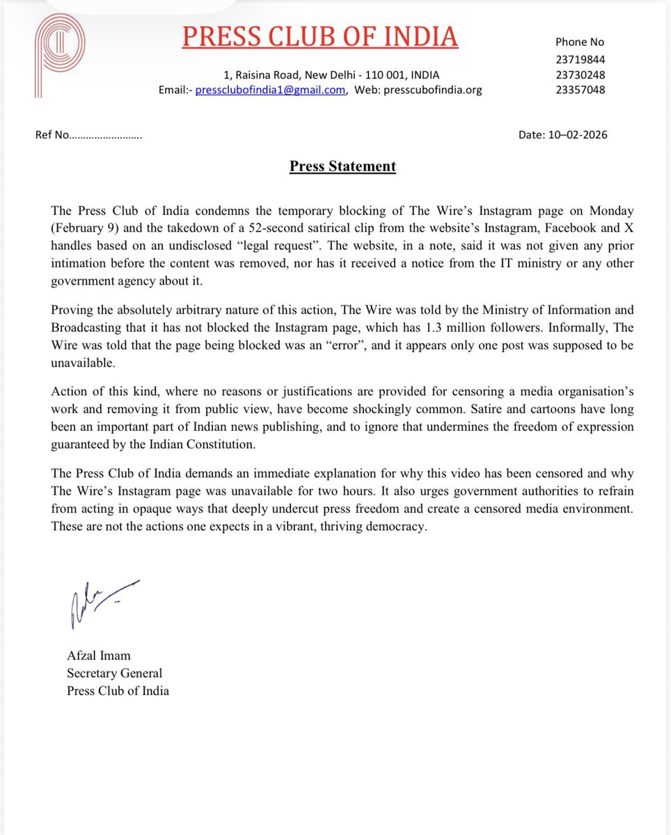 Press Club of India tweet media