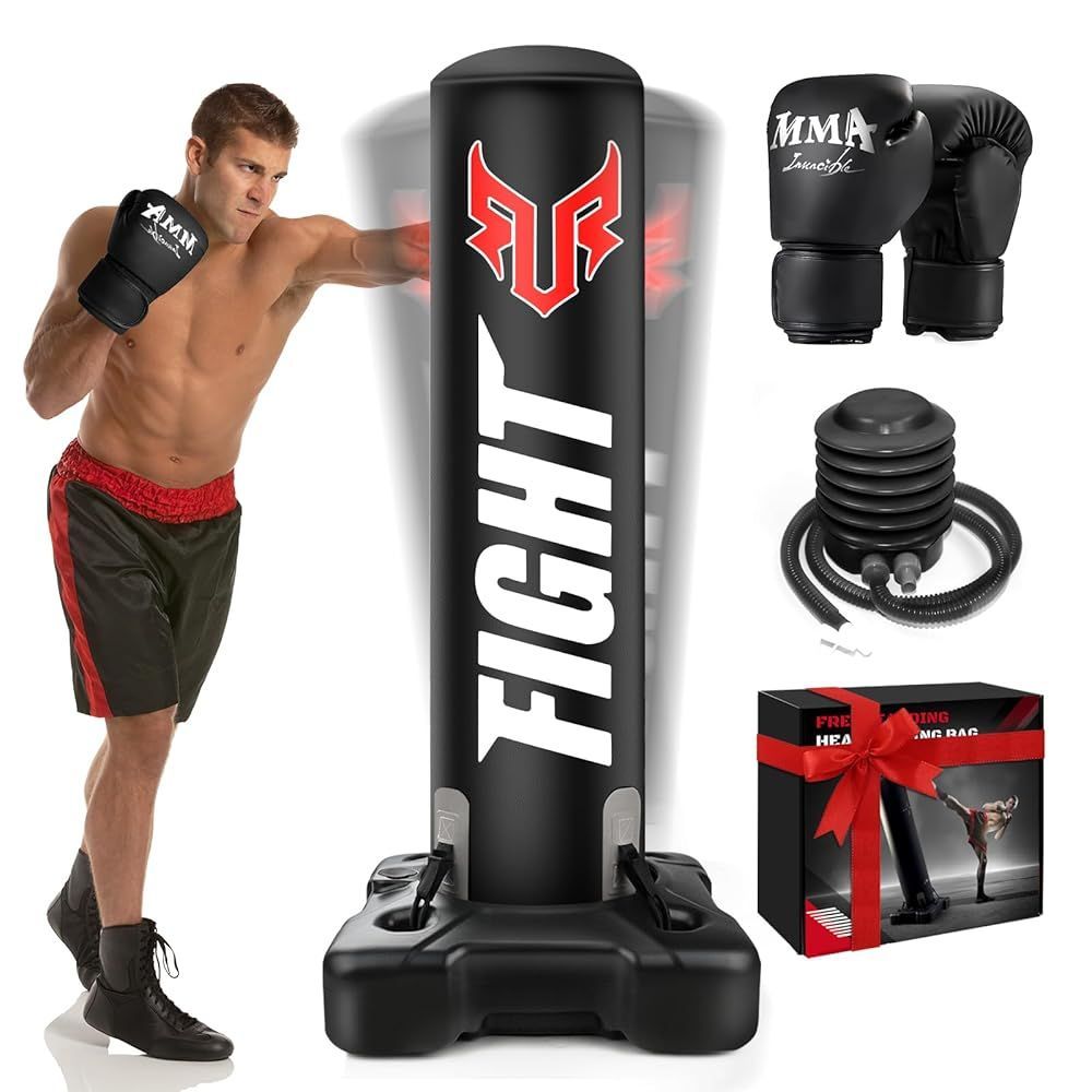 Heavy Standing Punching Bag with MMA Gloves for $39.99, reg $79.99