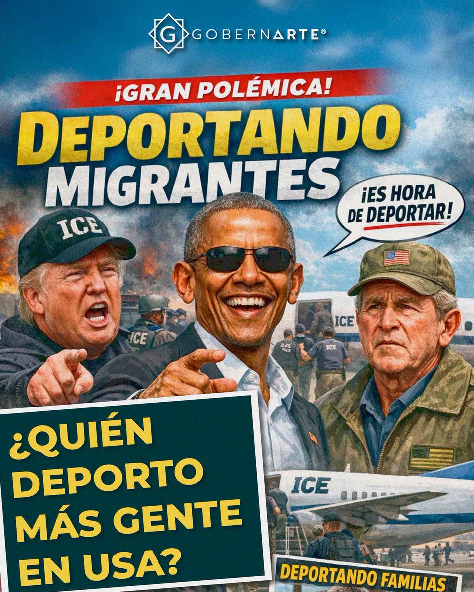 GobernArteSC's tweet photo. ¿Quién deportó a más personas en EE. UU.? 🇺🇸 Las cifras oficiales de Gobernarte revelan una realidad distinta a la retórica política.

Desde Clinton hasta Biden, analizamos el impacto migratorio de cada administración. Sorprendentemente, Obama lidera el ranking con 2.7 millones. 📉

¿Te imaginabas estos datos? ¡Comenta y comparte! 💬👇

#Migración #EEUU #Política #Noticias #Data #Gobernarte #Obama #Trump #Biden
