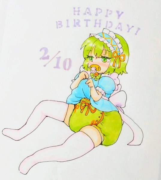 若菜ちゃんの誕生日イラスト。今年は私の代わりにパートナーさんが描いてくれました!なんだかすごく幼くなってる!ぷにぷにで可愛いですね～ 