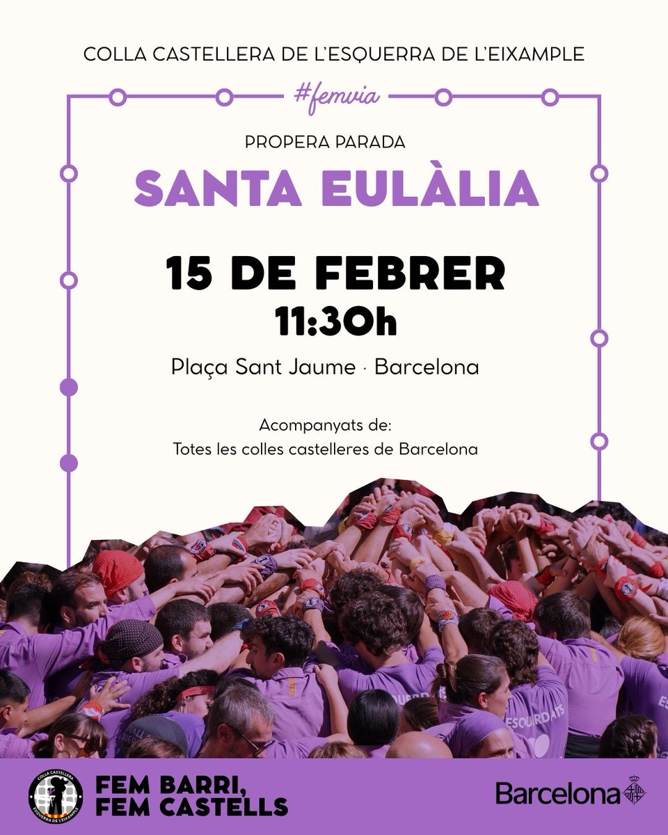 esquerdats's tweet photo. 🚂Propera parada: Diada de Santa Eulàlia

Ens veiem a assaig?
📍Dimecres i divendres a La Model, a partir de les 19h

#femvia #StaEulalia https://t.co/Ba3yOV0OKF