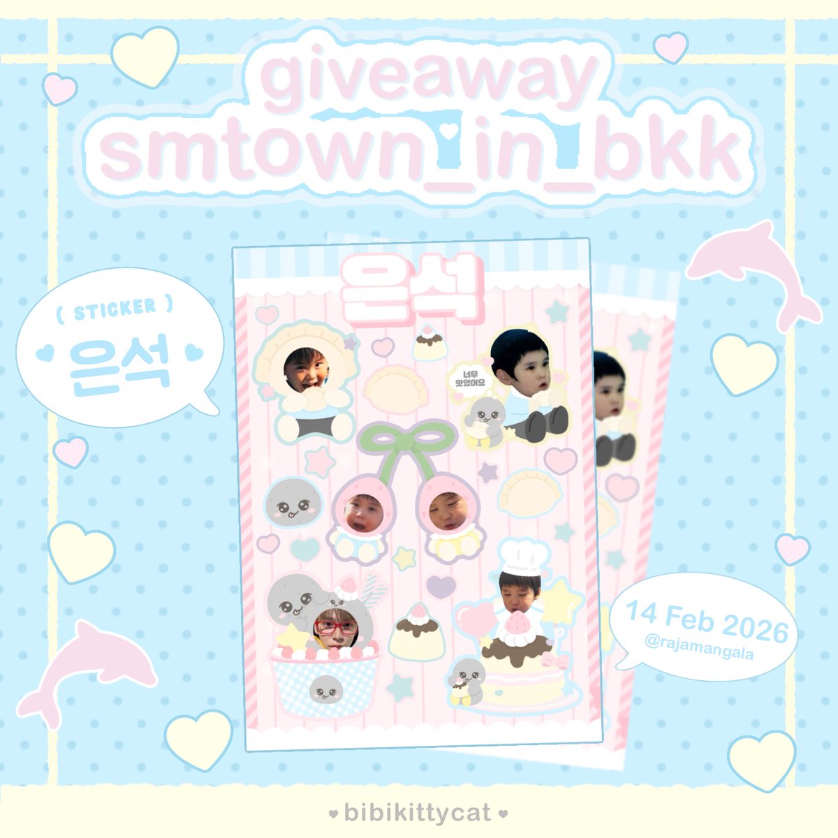 bibikittycat's tweet image. pls kindly rt ⋆˙⟡♡ྀི

: ¨ ·.· ¨ :
 `· .giveaway #SMTOWNLIVEINBKK 
ㅤ
♡ྀི sticker eunseok 🐈🥟
♡ྀི 40 ea only ⋆.ᐟ 
♡ྀི date : 14 Feb 2026 , Rajamangala

💌 rt &amp;amp; show this tweet 
#SMTOWNLIVE2025_26_BANGKOK