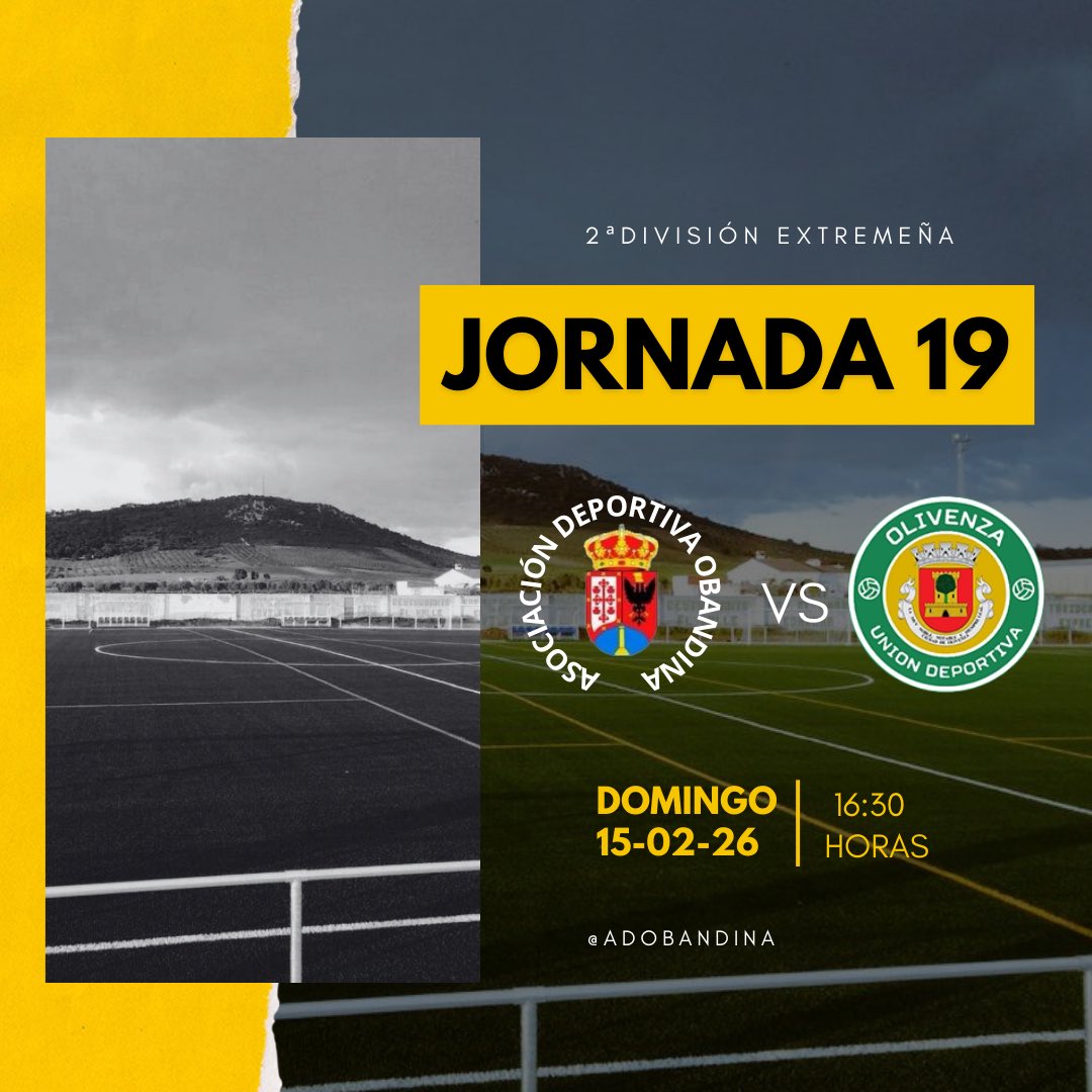 𝟮ª 𝗘𝗫𝗥𝗘𝗠𝗘𝗡̃𝗔 | 𝗝𝗢𝗥𝗡𝗔𝗗𝗔 𝟭𝟵

🆚 @olivenzaud 
📅 Domingo 15 de Febrero
⏰ 16:30 H
🏟️ MPAL CRISTIAN BARROSO