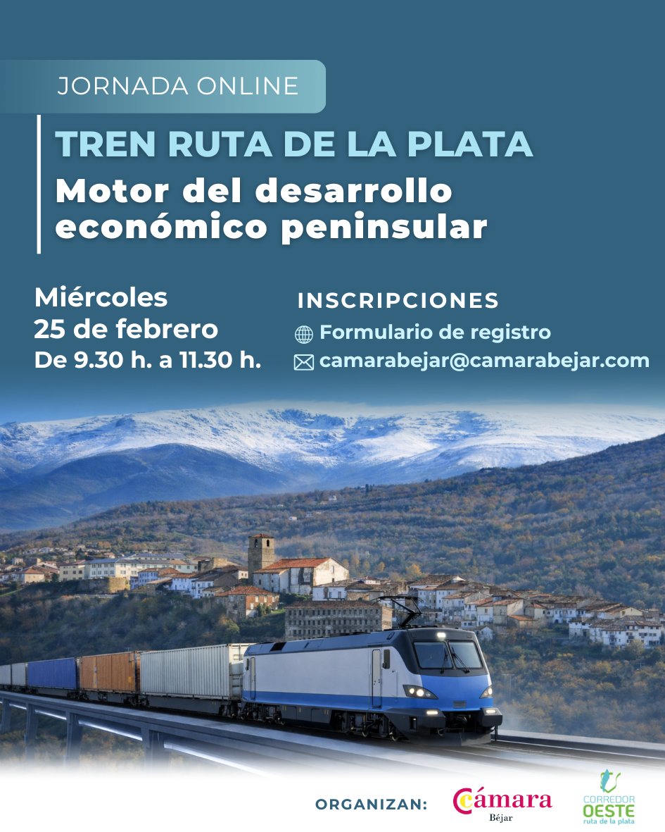 🛤️ La Ruta de la Plata no es solo historia: puede ser futuro económico.
En la jornada del 25 de febrero analizamos cómo el  ferrocarril de la Ruta de la Plata entre Astorga y Plasencia puede impulsar el desarrollo regional. 
Inscripción➡️forms.gle/uMrBq3mBWC6GGA…
