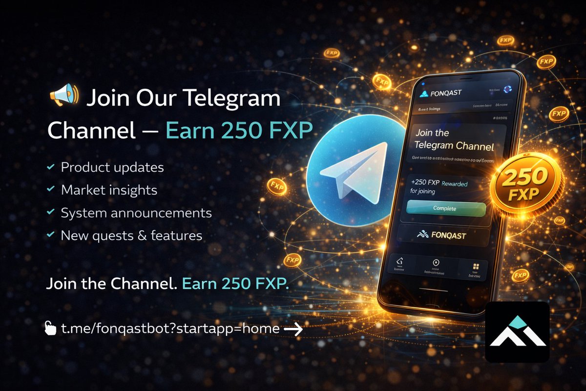 Join our Telegram Channel and earn 250 FXP 🎯

Get product updates, market insights, and new quests — plus a bonus for being part of the FONQAST ecosystem.

Open FONQAST and complete the quest 👇
👉 t.me/fonqastbot?sta…