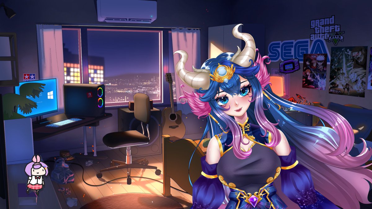 YOOW background switch test today💜
lowkey thinking of releasing this one as free… anyone interested? (〃´∀｀)

what should i stream with this vibe? chatting? gaming?
#VTuberAssets #Vtuber