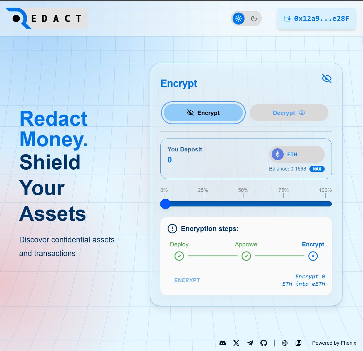 🚀 Just explored the <a href="/RedactMoney/">Redact ⚪️</a> testnet! Shielded mode works flawlessly, swaps confirmed fast, and balances stay private. Definitely a next-level privacy layer for DeFi. 🔐
test.redact.money
#Fhenix #Redact #PrivacyFirst #DeFi