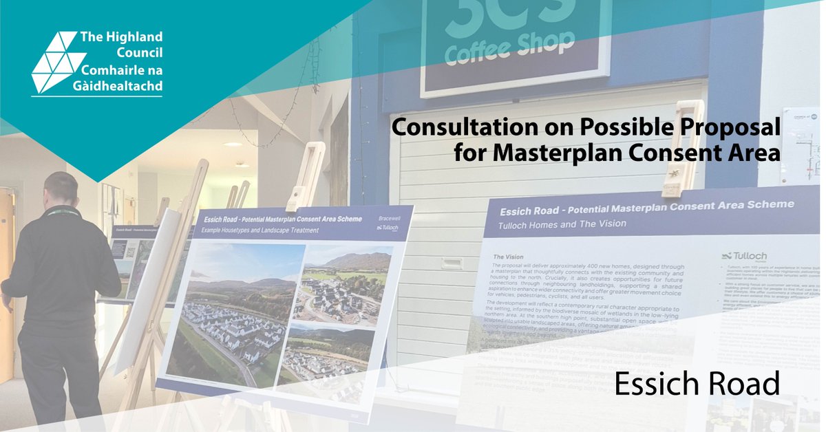 HighlandCouncil's tweet image. Residents &amp;amp; businesses invited to help shape a possible Masterplan Consent Area at Essich Road, #Inverness.
Join us for an engagement event:
📅 Thurs 19 Feb
⏰ 3–8pm
📍 Culduthel Christian Centre
Share your views on plans for new homes &amp;amp; infrastructure.
buff.ly/k849CXJ