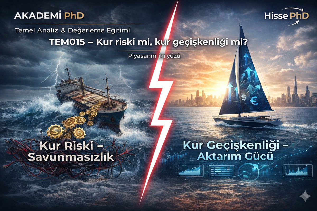 AKADEMİ PhD | Temel Analiz &amp; Değerleme Eğitimi

MODÜL 0.5
Makro → Mikro Köprüsü

TEM015 – Kur riski mi, kur geçişkenliği mi?

Yatırımcıların en sık yaptığı hatalardan biri,
kur hareketlerini tek boyutlu okumaktır.

Piyasada hala şu refleks yaygındır:
Dövizi olan kazanır, borcu
