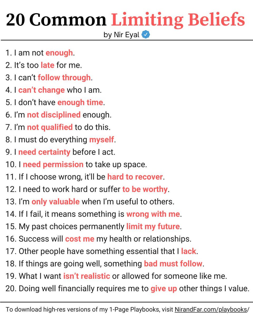 Last month, I asked 887 people what limiting belief was holding them back. 

Here are the 20 most co