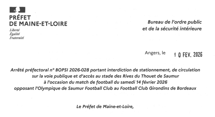 Interdiction totale de déplacement des Bordelais à Saumur.