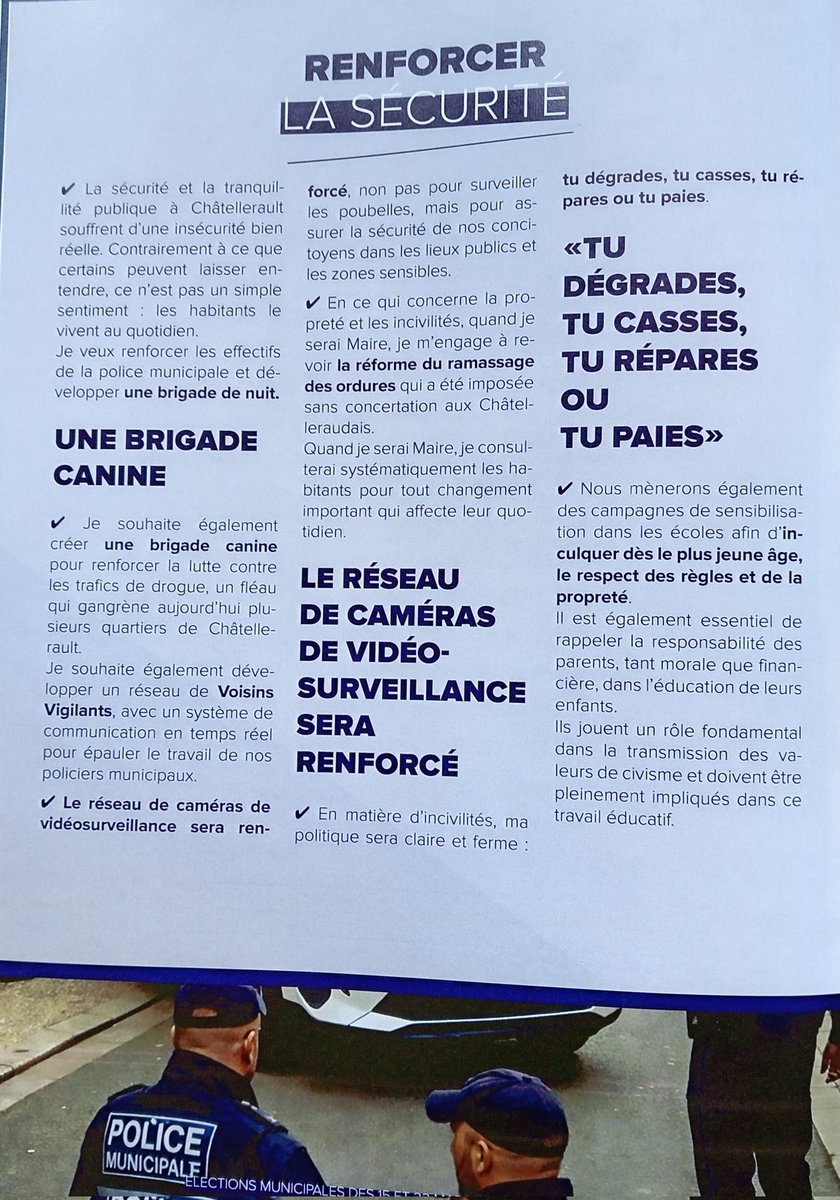 #municipales2026 🛡️ Sécurité : 🚨

"TU DÉGRADES, TU CASSES, TU RÉPARES OU TU PAIES!"

✅La liste "Rassembler Pour Agir", menée par Hager Jacquemin , s’engage pour renforcer la sécurité à Châtellerault avec des mesures claires.
👉 Prochain Rendez-vous : Réunion Publique 🎤
