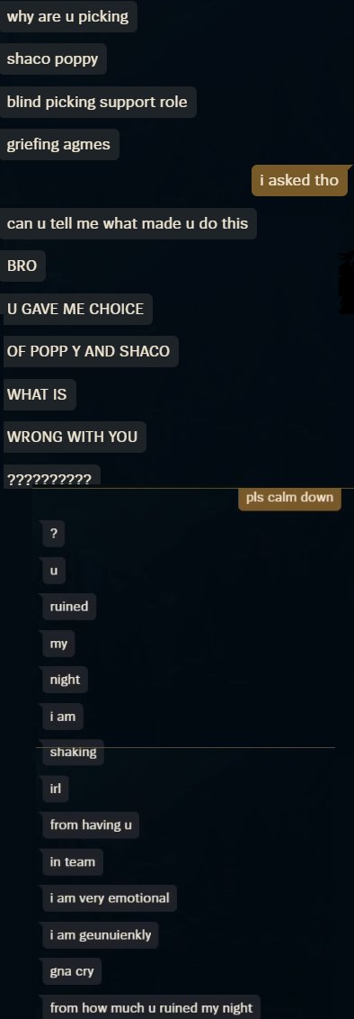 dontyell31's tweet photo. This DM i got a month ago changed the way i look at league😕

i used to be completely indifferent to my adc's feelings and i would not feel bad about perma roaming/invading

But after i got this DM my playstyle is still about ignoring my adc's existence (1/2) https://t.co/ykxQmctGtn