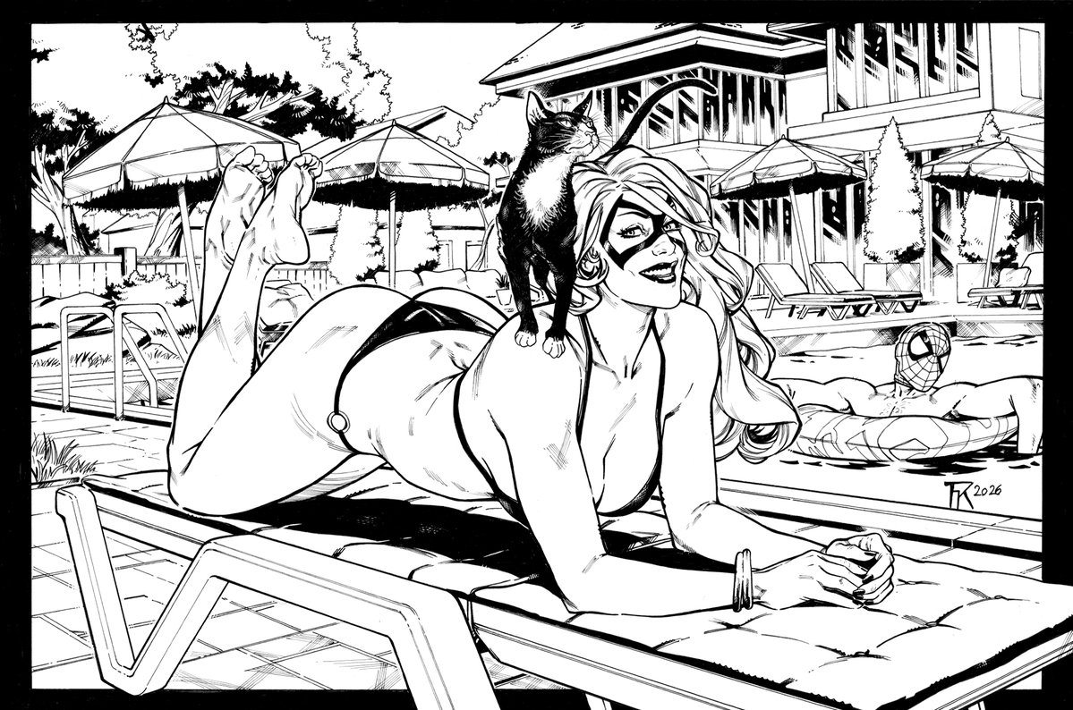 Farid_KrK's tweet image. Black Cat Swimsuit Commission...Flicia and a Cat and Spidey!
Sold through @comixartconnect 
you can book your commission NOW!