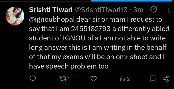 SrishtiTiwari13's tweet photo. @ignou_rcbhopal  please reply for this https://t.co/bhXVUeqoD7