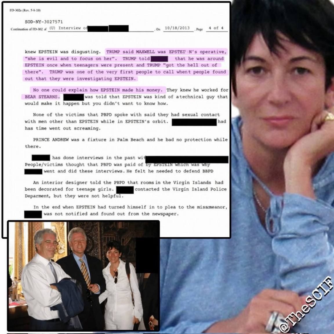 Epstein documents reveal once again confirming that Trump was one of the first people to call law enforcement on Epstein.

It also states that Trump "got the hell out of there" when Epstein showed up with teenagers at a location he was at with others.

Trump also stated that