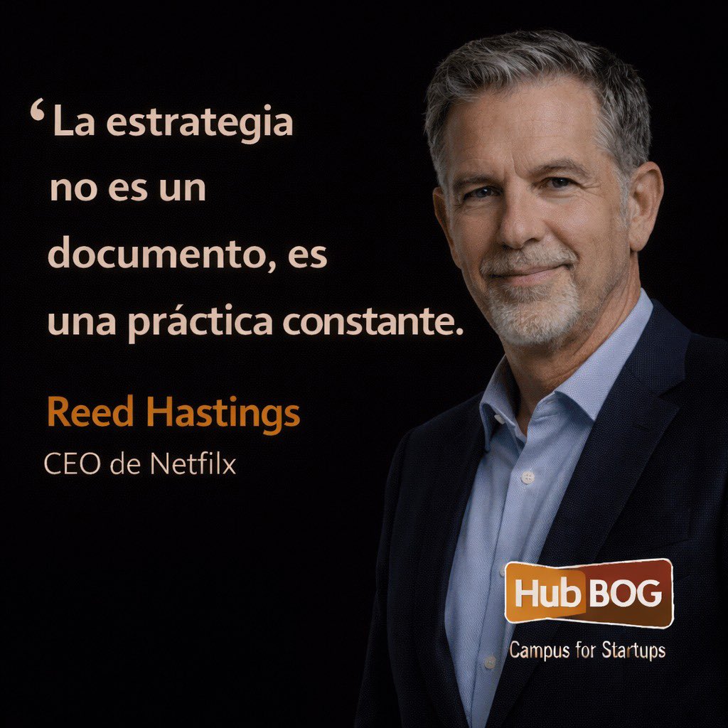 #FraseDelDía "La estrategia no es un documento, es una práctica constante.", Reed Hastings, CEO de Netflix

Conoce más acerca de casos de éxito empresarial con Inteligencia Artificial, en los eventos de esta semana: hubbog.com/talleres-y-eve…