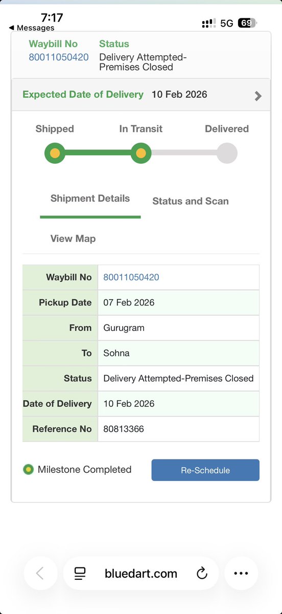 deshwal2533's tweet photo. Why do you guys even take consignments? If you can’t deliver? I always pray that blue dart shouldn’t be the delivery partner, while ordering online. You never contact and always shows like this. Why? @BlueDart_  @BlueDartCares https://t.co/Pnfd2O6GlG