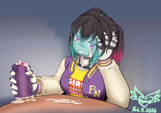 リクエストいただいた、嫌々しごいてくれるマキナちゃん…描かせていただきました! ご依頼ありがとうございました!