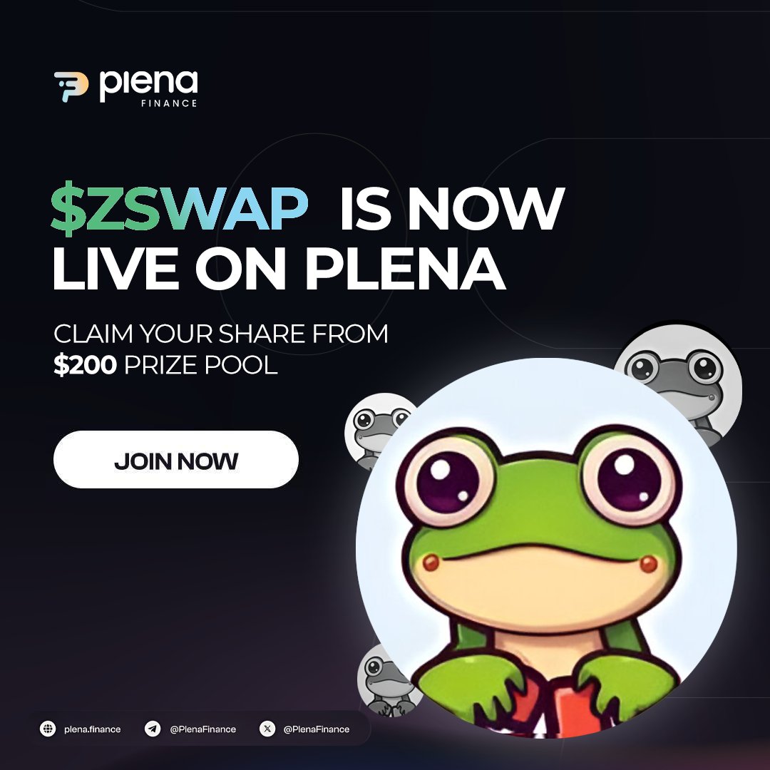 ⚡️ New token energy on the timeline!

We’re excited to share that $ZSWAP | <a href="/ZSWAP_DEX/">ZSWAP</a> is now listed on Plena.

To celebrate our listing and partnership, we’re giving away $200 in USDT to the community 🪂

How to enter 👇