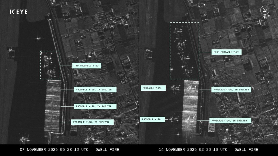 Two Dwell Fine images acquired on two different days from the same airbase show how effective SAR imagery can be in detecting objects – even aircraft under shelter cover.

Learn more about Dwell mode imagery at hubs.li/Q042shGY0.