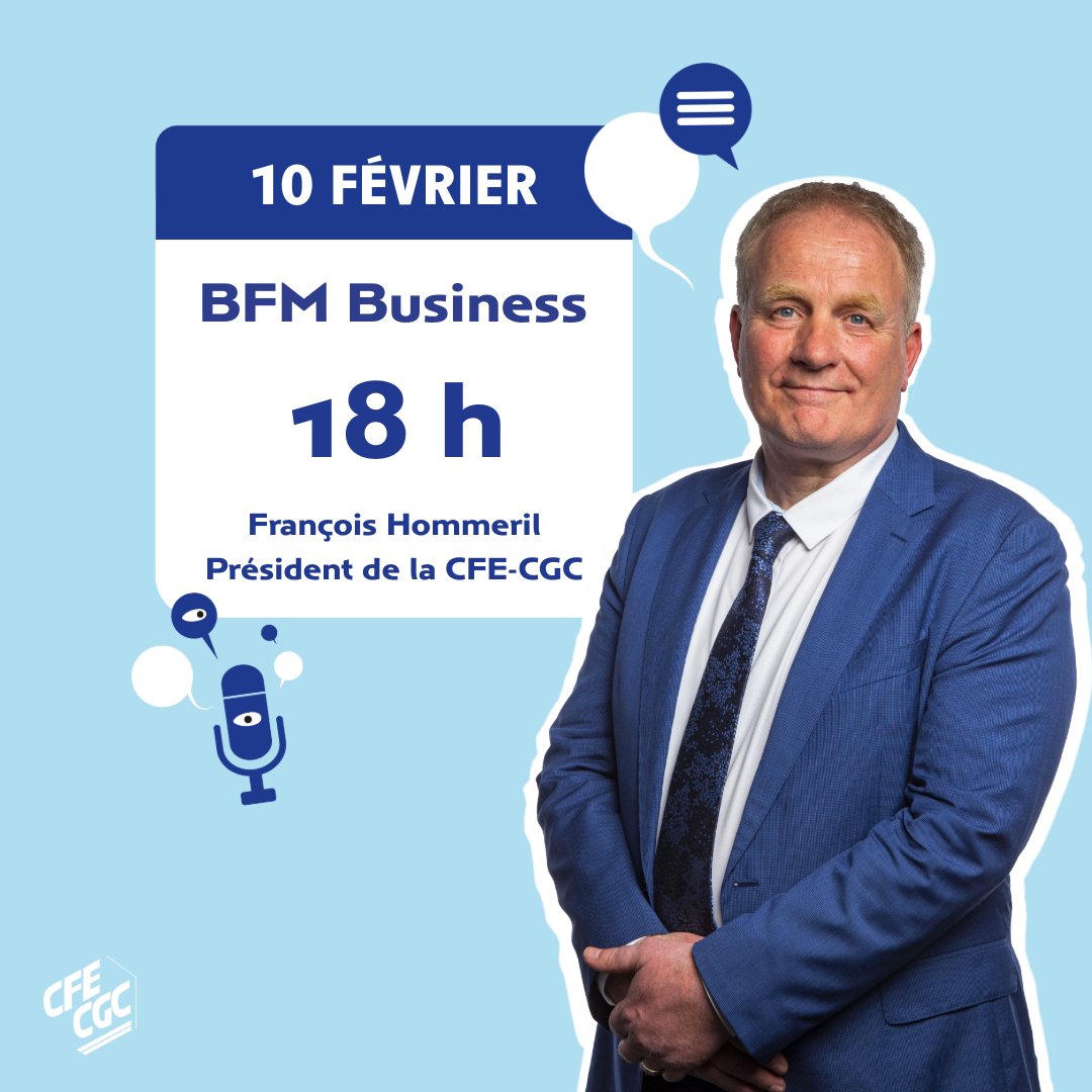 📷 Ce soir à 18h00, RDV avec François Hommeril sur
<a href="/bfmbusiness/">BFM Business</a> .  Il sera l'invité de <a href="/hchevrillon/">Hedwige Chevrillon</a>