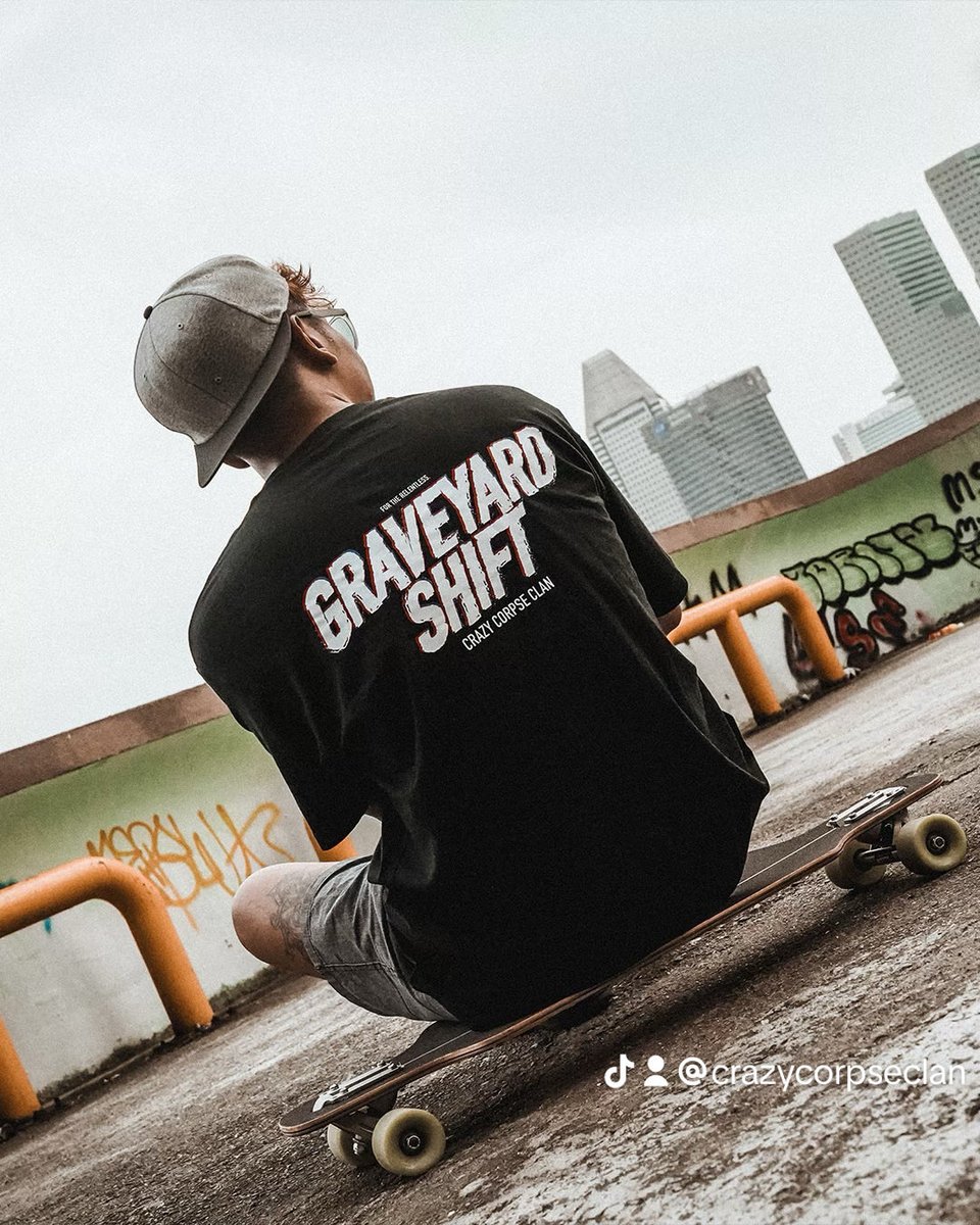 Silence the noise. Focus on the ride.
The city is just a backdrop. The grind is the main event.

Equipped with the Graveyard Shift uniform.

Drop incoming. Link in bio.

#crazycorpseclan #skatesg #singaporestreetwear #relentless #longboardsg
